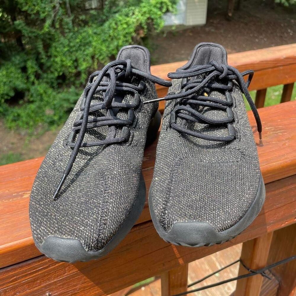 Adidas Big Kids 6 W 7 Originals Tubular Shadow J Black Gold Running Sneakers